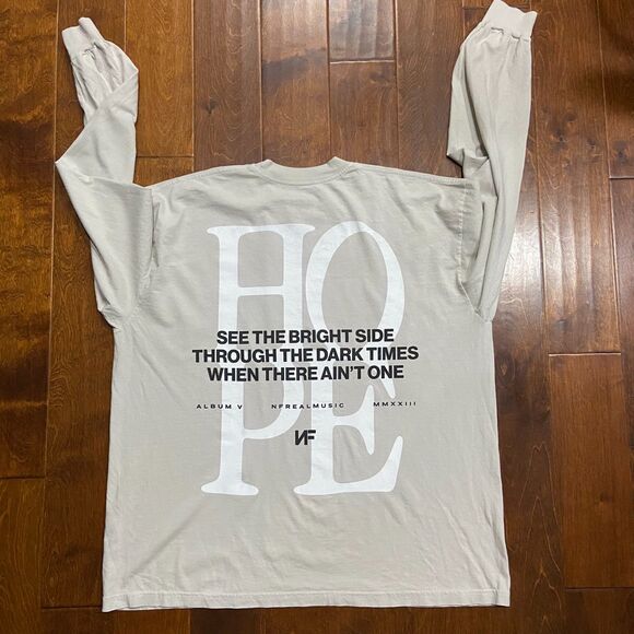 NF Real Music Rapper Hope Tour Concert L/S T-Shirt Beige Men's Size 2XL - Picture 4 of 8
